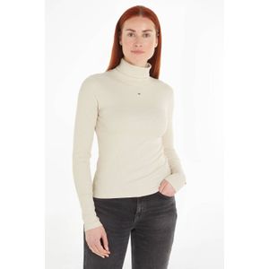 Tommy Jeans ribgebreide top met logo ecru