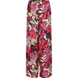 B.Young wide leg broek BYJANINA met all over print roze/ecru