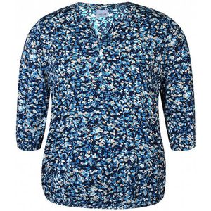 Zhenzi top met all over print blauw