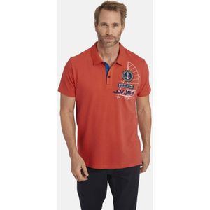 Jan Vanderstorm regular fit polo NICCO Plus Size met printopdruk oranje