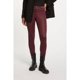 Morgan slim regular waist coated broek donkerrood