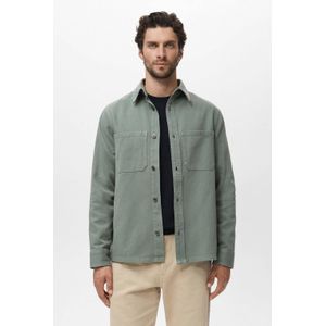 Mango Man - Overshirt - Groen - Regular Fit - Lange Mouwen - 100% Katoen