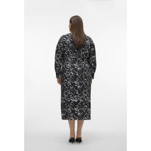 VERO MODA CURVE blousejurk met all over print zwart/ wit