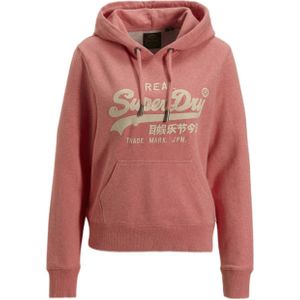 Superdry hoodie met printopdruk koraalrood/ecru