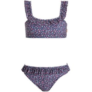 Orange Stars crop bikini met rushes donkerblauw