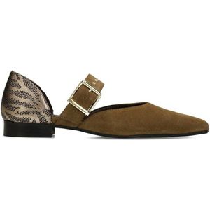 Manfield - Loafers - Donkergroen - Suède - Platte Hak 2 cm