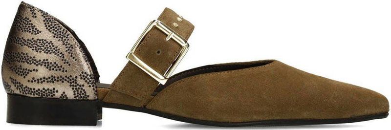 Manfield - Loafers - Donkergroen - Suède - Platte Hak 2 cm