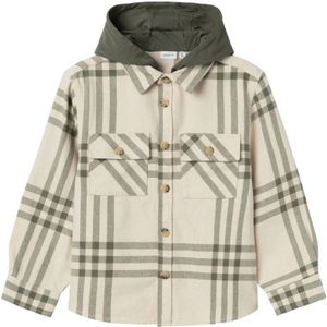 NAME IT KIDS overshirt NKMOSOM met capuchon beige/groen