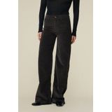 Lois wide leg high waist casual broek donkerbruin