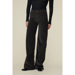 Lois wide leg high waist casual broek donkerbruin
