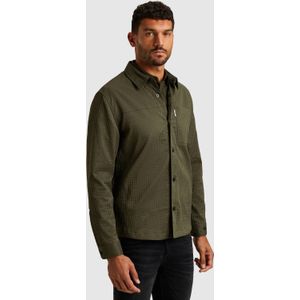 Cast Iron overshirt met textuur olijfgroen