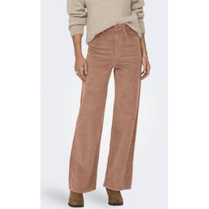 ONLY corduroy wide leg high waist broek bruin
