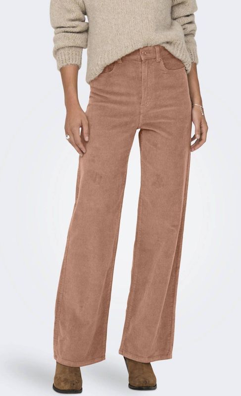 ONLY corduroy wide leg high waist broek bruin
