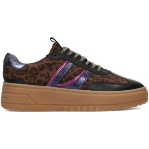 PS Poelman - Anemone - Leren Sneakers - Zwart/Panter