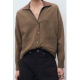 Mango - Gebreid Vest - Bruin - Met Wol