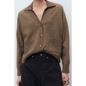 Mango - Gebreid Vest - Bruin - Met Wol