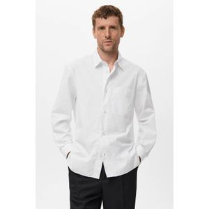 Mango Man Comfort gestreepte casual overhemd wit