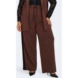 ONLY CARMAKOMA regular high waist casual broek donkerbruin