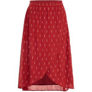 WE Fashion Curve midi rok Heidi met all over print en textuur rood/goud