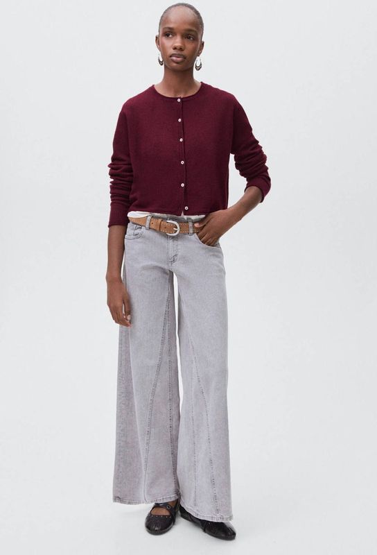 MANGO TEEN vest donkerrood fijn gebreid