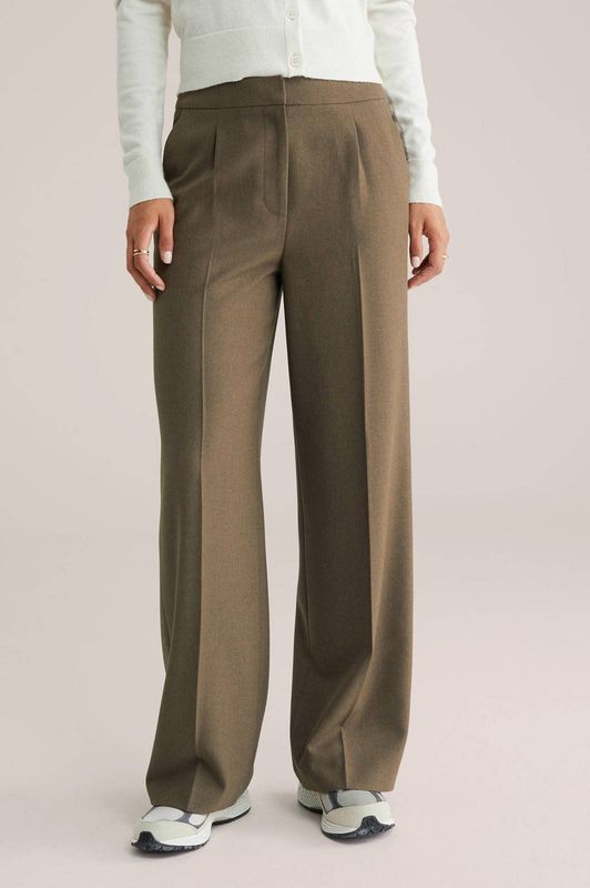 WE Fashion - Wide Leg Regular Waist Broek - Bruin