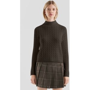 QS - Gebreide Trui - Donkerbruin - Met Kabels