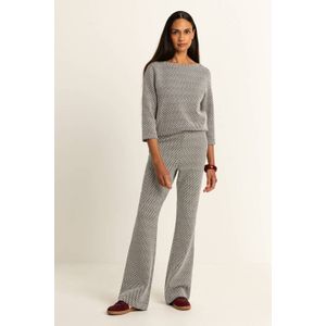 Expresso high waist flared broek zwart fijn gebreid