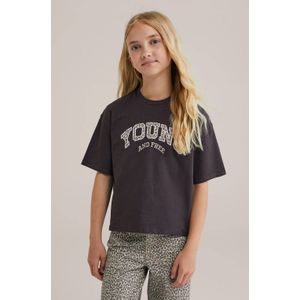WE Fashion T-shirt zwart/panter