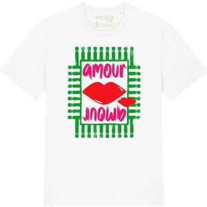 Pinned by K Curve T-shirt Amour met printopdruk wit