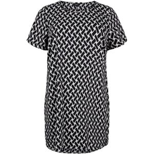 Zizzi T-shirtjurk CAANNI met all over print zwart/wit