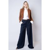 Est'seven wide leg high waist pantalon donkerblauw