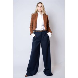 Est'seven wide leg high waist pantalon donkerblauw