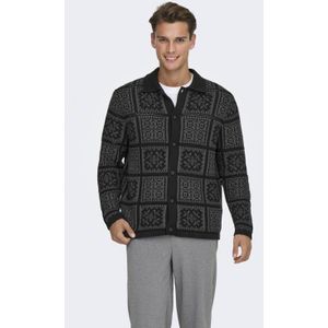 Onsbark - Gebreid Vest - Relaxed Fit - Lange Mouwen - Split Hals