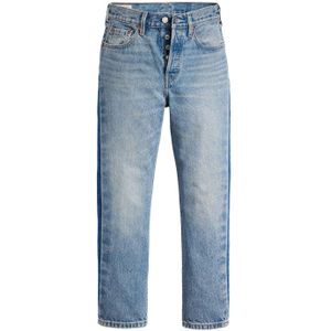 Levi's 501 cropped high waist straight jeans light blue denim