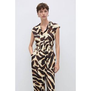 Mango jumpsuit met zebraprint bruin/beige