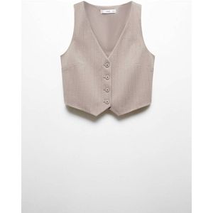 Mango gestreept gilet taupe