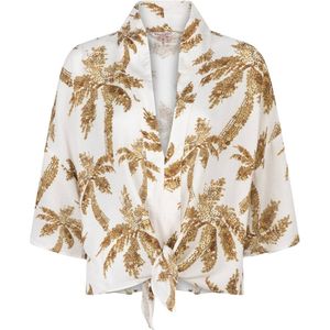 Esqualo blousetop met all over print en pailletten ecru/goud