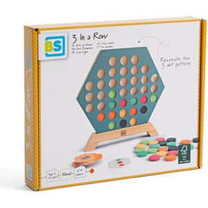 BS Toys Drie bij Elkaar - Bordspel | Strategisch spel voor 2 spelers vanaf 8 jaar | Houten ontwerp met speelkaarten en fiches