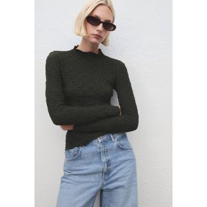 MANGO - Sonia - Shirt - Kaki - Lange Mouwen