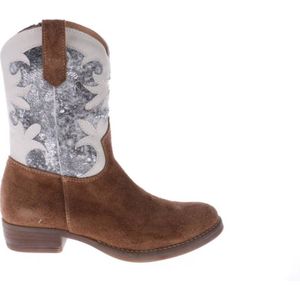 Hip cowboylaarzen cognac/wit/zilver