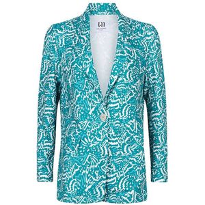 Lofty Manner Rechtvallende Blazer Brigit met All Over Print Blauw/Wit