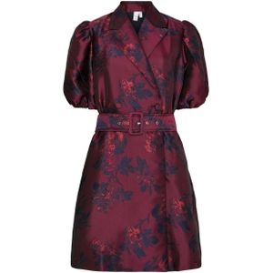 Y.A.S gebloemde wikkel-/overslagjurk donkerrood