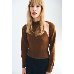 Mango gebreide trui met wol cognac