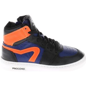 Pinocchio P1665 Leren Sneakers Zwart/Oranje