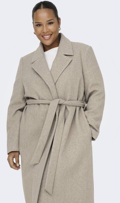 ONLY CARMAKOMA - Jas - Lang - Omkeerbaar - Riemsluiting - Polyester Voering