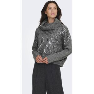 ONLY gebreide trui grijs met pailletten