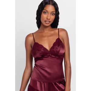 Dorina satijnen pyjamatop Lyra donkerrood