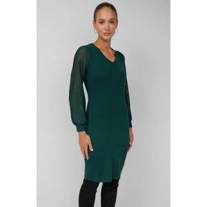 s.Oliver - Jurk - Regular Fit - Korte Lengte - V-hals - Semi-transparante Mouwen