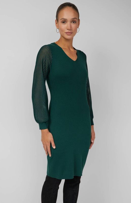 s.Oliver - Jurk - Regular Fit - Korte Lengte - V-hals - Semi-transparante Mouwen