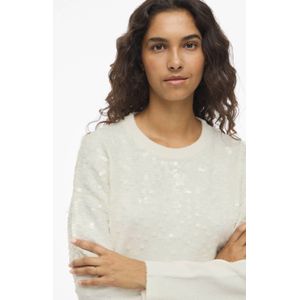 VILA gebreide trui ecru met pailletten